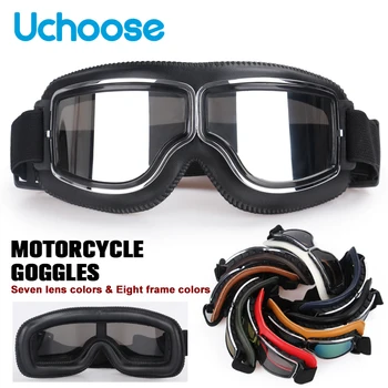 Rüzgar geçirmez Motosiklet Kask Gözlük Deri Güvenlik Koruyucu parlama Önleyici Motokros kros Steampunk Gözlük Yakışıklı
