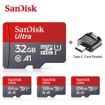 SanDisk 64 GB UHS-I A1 Kart 128 GB Sınıf 10 Microsd 32 GB SD Kart 120 mb/s Hafıza Kartı + Adaptörü + Tip - C kart okuyucu