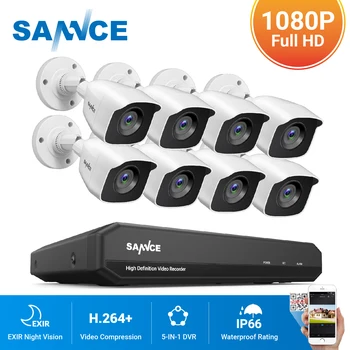 SANNCE 8CH 1080P Lite DVR CCTV Sistemi 4/8 adet FD 2.0 MP Güvenlik Kameraları IR Açık IP66 Video Gözetim Kiti Hareket Algılama