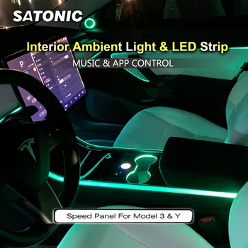 SATONİK İç Neon ışıkları ortam ışığı LED Tesla Modeli 3 Y Müzik Yanıp Sönen APP kontrolü Çok Renkli ekran