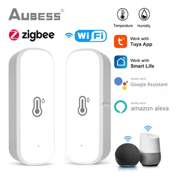 Tuya Zigbee / WiFi Akıllı Sıcaklık Nem Sensörü Kapalı Higrometre APP Uzaktan Kumanda Alexa Google Ev İle Çalışır Akıllı Ev