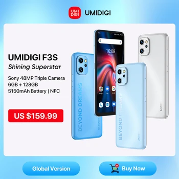 UMIDIGI F3S Smartphone Android 11 Küresel Sürüm Unısoc T610 6GB 128GB 6.7 