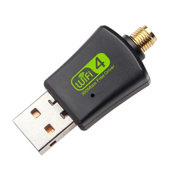 USB Kablosuz Kart Adaptörü 2.4 G 300 Mbps RP SMA Dişi Harici Anten
