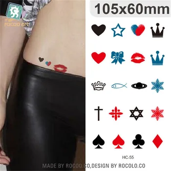Vücut Sanatı su geçirmez geçici dövmeler erkekler kadınlar için oyun kartı taç aşk tasarım flaş dövme etiket Ücretsiz Kargo HC1055