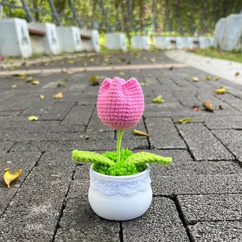 Yapay Laleler Küçük Çiçekler Saksı Sahte Bitkiler Bonsai El Dokuma El Sanatları Ev Masa Yatak Odası Yeni Yıl Partisi Süslemeleri