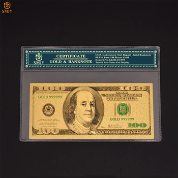 Yaratıcı Hediyeler Renkli Amerikan Altın Para 100 Dolar Altın Folyo Banknotlar Sahte Faturaları Hatıra Koleksiyonu Ücretsiz Kargo