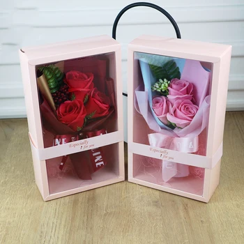 Yaratıcı hediyelik sabun Gül Çiçek Hediye Kutusu sevgililer Günü için noel hediyesi Kutuları Zanaat Sabun Güller yapay çiçekler Buket