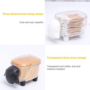 Yaratıcı saklama kutusu Küçük Kuzu Modeli Görünüm Masaüstü Pamuklu Çubuklar / Kürdan Plastik Dekorasyon Hediye Kutusu