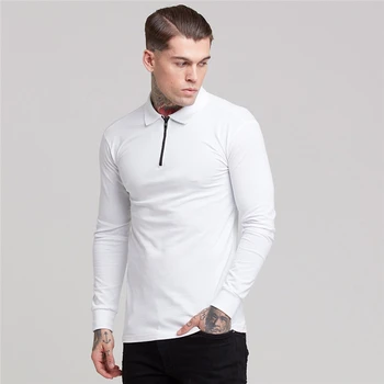 Yeni Moda Marka Streç Pamuk POLO GÖMLEK Erkekler Düz Renk Rahat polo gömlekler Adam Uzun Kollu Spor Giyim Spor Poloshirt