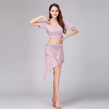 Yeni Moda Oryantal Dans Eğitimi Giyim Oryantal Dans Performansı Yetişkin Kadın Kostüm Düz Renk Modal Bluz Etek Takım Elbise