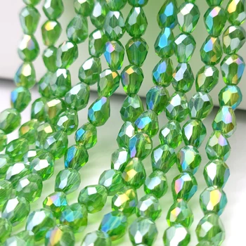 Yeşil Waterdrop Avusturya kristal boncuklar Gözyaşı Şekli Faceted Cam Gevşek halka boncuk 3x5 5x7 8x11mm DIY Takı Yapımı için