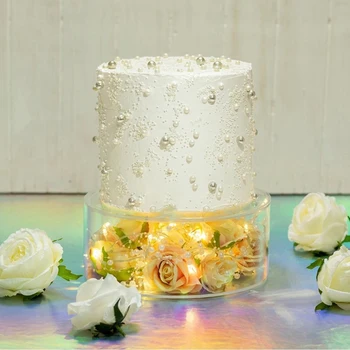 Yuvarlak Akrilik kek vitrin rafı Doldurulabilir Kek Standı DIY Yuvarlak Dekor Kek Kek Dekorasyon Araçları Doğum Günü Pastası Tatlı Raf
