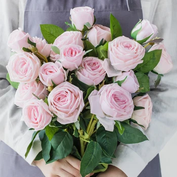 Yüksek Kalite Gül Yapay Çiçek Gerçek Dokunmatik Lateks Çiçekler Sahte Silikon Sahte Gül Buketi Dekorasyon Ev Düğün Parti için