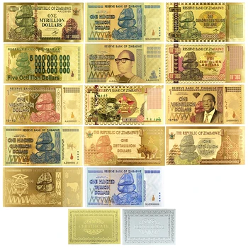 Zimbabve Para Birimi Kağıt Altın Banknotlar Kopya Orijinal Para Toplama ve İş Hediye