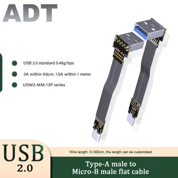 Çift Açılı USB2. 0 Tip-A Erkek Mikro-B Erkek Düz FPV Güç Video Veri Kablosu Açı mikro usb Kat 90 Hava Fotoğrafçılığı Kablosu