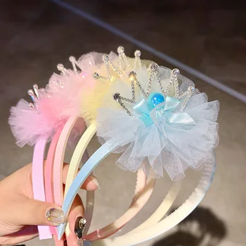 Çocuk Headdress Saç Kristal Taç Çiçek Kafa Bandı Kore Versiyonu Zarif Küçük Prenses Kafa Çiçek Öğrenci Saç